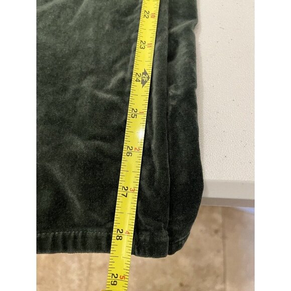 J Jill Velour Pants Women 20 Green Pockets Stretchy Waist Sides - Picture 13 of 14